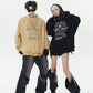 Ripped Hem With Chain Personality Letter Printed Hoodie