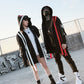 Zip mid-length hooded sweatshirt