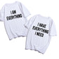 半袖Tシャツ カップル 夫婦 モノトーン レタープリント"EVERYTHING I NEED"