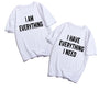 半袖Tシャツ カップル 夫婦 モノトーン レタープリント"EVERYTHING I NEED"