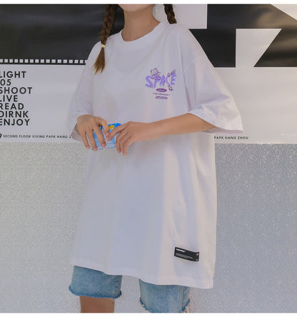 トップス 半袖Tシャツ 夏服 レタープリント ナショナルタイド 韓国風 学生 カップル