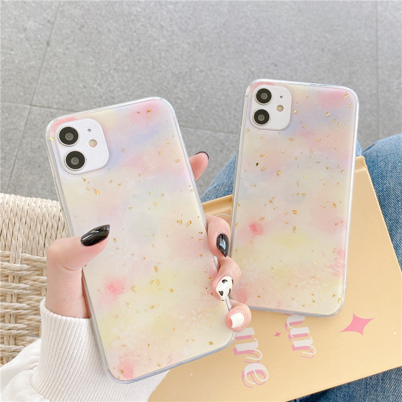 Color Matching Watercolor Epoxy Gold Foil Phone Case