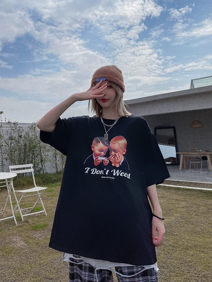 ハイストリート オーバーサイズ 半袖 Tシャツ カップル用 ビッグサイズ 半袖