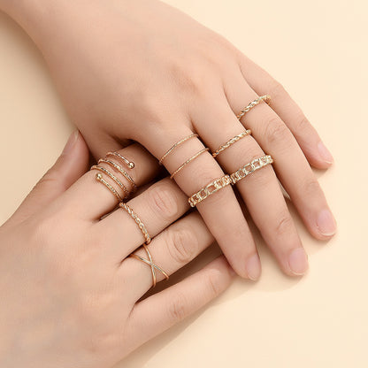 New Gold Ring 8-piece Set Joint Ring Ring Personality