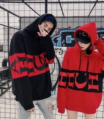 Loose Fit Letter Printed Hiphop Men's Hoodie Sweater