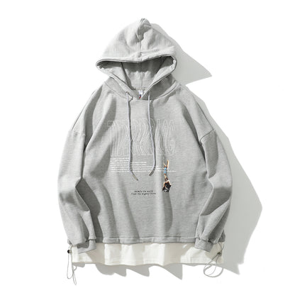 Temperament And Comfort Letter Printed Hooded Sweatshirt