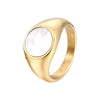 European And American Retro Cold Wind Shell Ring Geometric Ring Flat Ring Female Inlaid Index Finger Ring