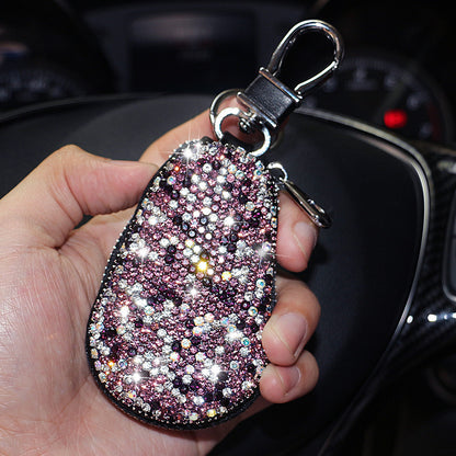 Leather Gourd Rhinestone Female Car Key Cover