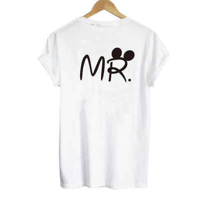 ペアＴシャツ カップル ホワイト ミッキー Mr & Mrs