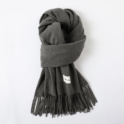 Simple Solid Color Tassel Shawl Autumn And Winter Warm Artificial Cashmere Scarf