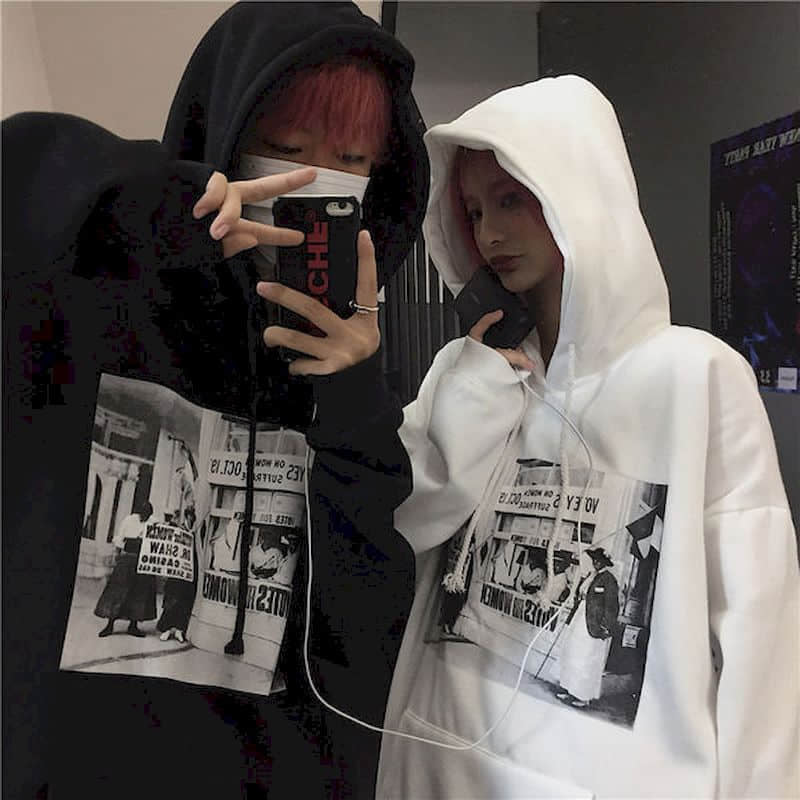 Gothic Streetwear Hoodies Mannen Ins Stijl Herfst Winter Lightning Print Losse Plus Fleece Hooded Sweatshirt