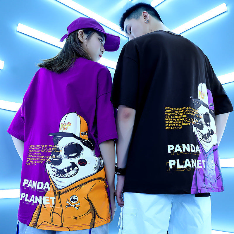 カップル　ペアＴシャツ　ストリートカジュアル　韓国　パンダ