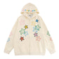 Sweet Cool Funny Embroidery Couple Hooded Zipper Coat For Men