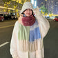 Soft And Thickened Mohair Scarf Women's Color Matching Artificial Cashmere Scarf