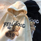 Women's Fleece Thickened Casual Loose Bear Hooded Sweater