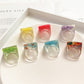 New Transparent Resin Ring Fruit Square Ring Acrylic Ring