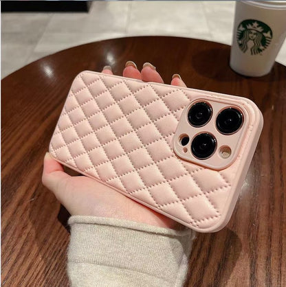 Suitable Phone Case Rhomboid Soft Leather Case