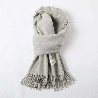 Simple Solid Color Tassel Shawl Autumn And Winter Warm Artificial Cashmere Scarf