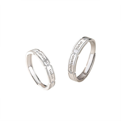 Letter Couple Ring Sterling Silver Simple Plain Ring Ring