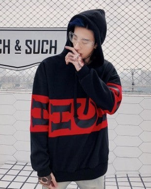 Loose Fit Letter Printed Hiphop Men's Hoodie Sweater