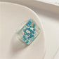 New Transparent Resin Ring Fruit Square Ring Acrylic Ring