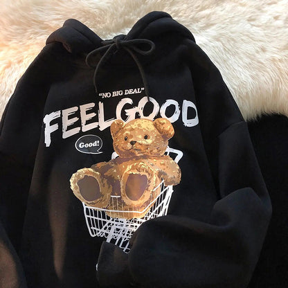 Women's Fleece Thickened Casual Loose Bear Hooded Sweater