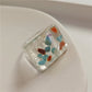 New Transparent Resin Ring Fruit Square Ring Acrylic Ring