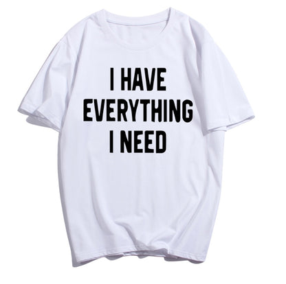 半袖Tシャツ カップル 夫婦 モノトーン レタープリント"EVERYTHING I NEED"