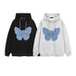 Retro Patch Denim Butterfly Flower Hooded Sweatshirt