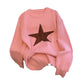 Idle Style Five-pointed Star Crew Neck Pullover Sweater