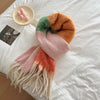 Soft And Thickened Mohair Scarf Women's Color Matching Artificial Cashmere Scarf