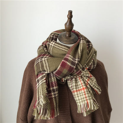 Women's Autumn Winter Retro Plaid Scarf