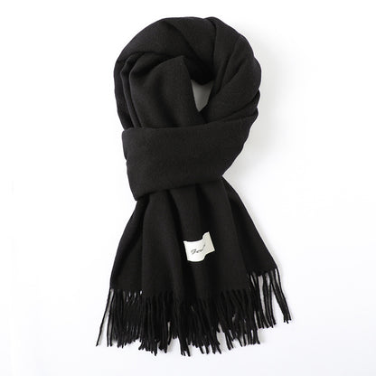 Simple Solid Color Tassel Shawl Autumn And Winter Warm Artificial Cashmere Scarf