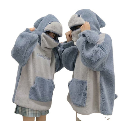 Shark Hooded Sweater Lamb Wool Couple Jacket