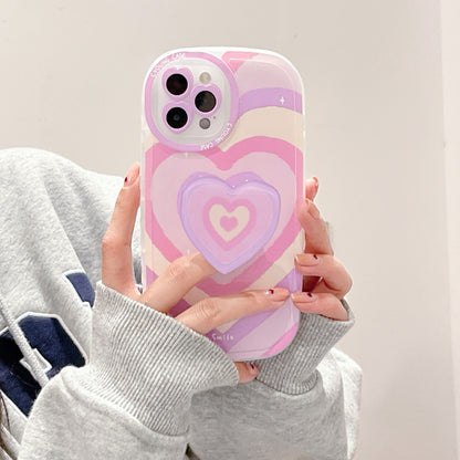 New Ins Love Heart Couple Silicone Phone Holder Case