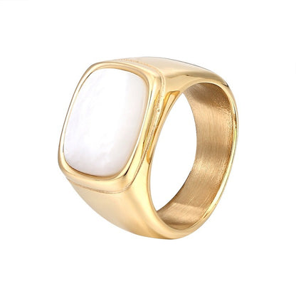 European And American Retro Cold Wind Shell Ring Geometric Ring Flat Ring Female Inlaid Index Finger Ring