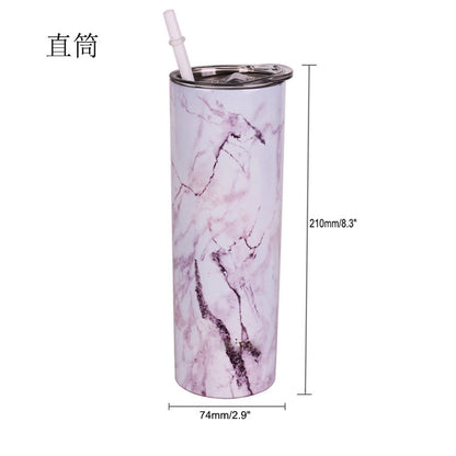 Straw Tumbler Straight Car Water Cup Double-layer Stainless Steel Insulation Cup Slimming